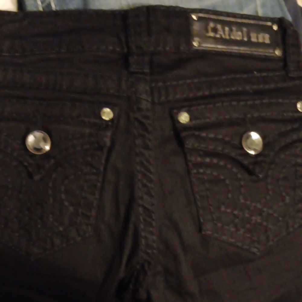 L.A. Idol Black Jeans with Gold Accents